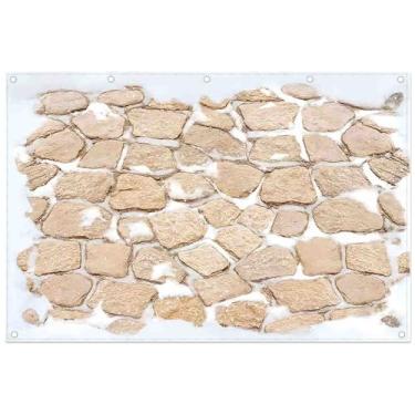 Imagem de YCUCUEI Tecido de 3,7 x 2,4 m de laje de pedra de inverno pano de fundo branco para fotografia de chão de neve decoração de festa de férias em família adereços de banner de cabine de fotos