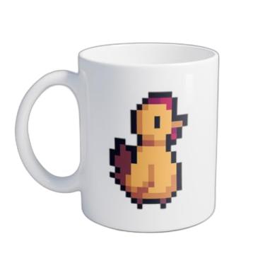 Imagem de Caneca Xícara de Café Porcelana 300ml Com Desenho Galinha Pixel Art