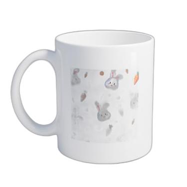 Imagem de Caneca Xícara de Café Porcelana 300ml com Design de Coelho em Arte de Pixel