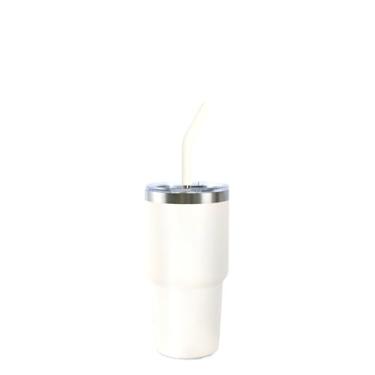 Imagem de Copo E Garrafa TéRmica PortáTeis Em AçO InoxidáVel, Com Tampa E Palhinha — Garrafa De áGua Isolada(Creme-600ml)
