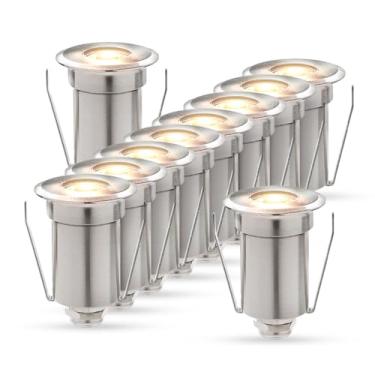 Imagem de Kit 10 Balizador led Embutido Solo Essence 2w 3000k Branco Quente IP67 Aço Escovado Cod: ALUT010021-10 Alut By Avant