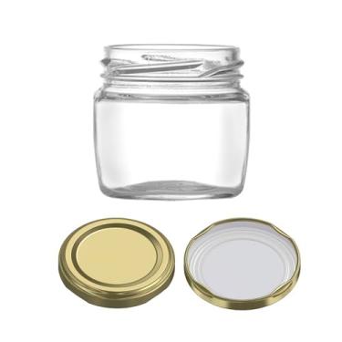 Imagem de 10x Pote de vidro Redondo 105ml - Tampas Douradas