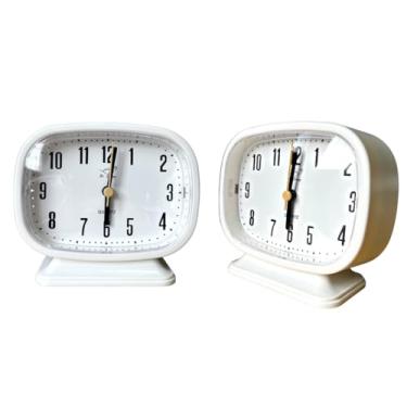 Imagem de Relógio Despertador Moderno Minimalista à Pilha - Colorido para Mesa Cabeceira, Decoração de Ambiente, Presente Prático e Elegante para Casa, Quarto ou Escritório (Branco)