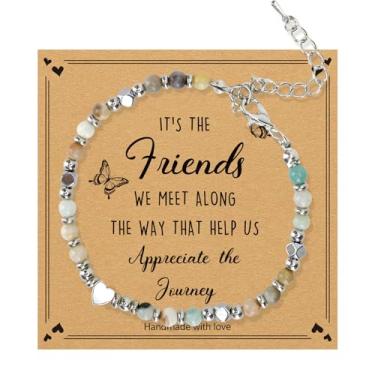 Imagem de Presentes de amizade para mulheres, pulseira de melhor amiga, presente de Natal para amigas, trabalho, bestie, alma, irmã, colega de trabalho, melhor amiga, presente de aniversário, presente de