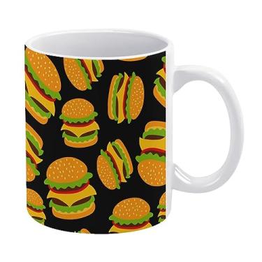Imagem de Donnapink Hambúrgueres sem costura em copo de cerâmica preto e branco, caneca de chá de 325 ml, caneca de café, caneca de leite, copo de cerâmica para escritório em casa, café, festa, mãe, pai, filha