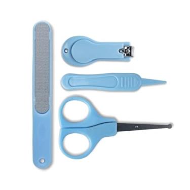 Imagem de Kit Higiene Bebê Azul Cortador de Unhas Tesoura Pinça Lixa