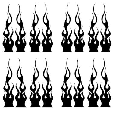 Imagem de Adesivo de vinil refletivo de chama, 16 peças, à prova d'água para carro, veículo de pista, motocicleta, bicicleta, skate e laptop, 15 cm/5,9 pol (preto)