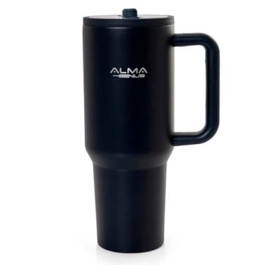 Imagem de Copo Térmico com Canudo Inox 1200ml Noah Preto Alma Genius