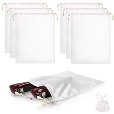 Imagem de Ewen Pequenos sacos de cetim à prova de poeira, bolsa de armazenamento reutilizável com cordão para organização de sapatos, Branco, 6pcs 11.8x15.7in, 6 peças 30 x 39,9 cm