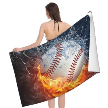 Imagem de Toalha de praia com tema de esportes ao ar livre de beisebol, toalhas de banho masculinas super absorventes de microfibra de secagem rápida, toalhas de piscina pretas finas e leves para chuveiro