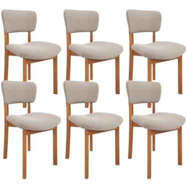 Imagem de Kit 06 Cadeiras Para Sala de Jantar Cozinha Living Estofada Dara L02 Bouclê Creme - Lyam Decor