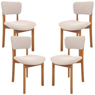 Imagem de Kit 04 Cadeiras Para Sala de Jantar Cozinha Living Estofada Dara L02 Suede Bege - Lyam Decor