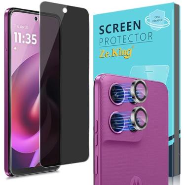 Imagem de Zeking [Pacote com 2+2] para Motorola Moto G 5G (2026) Protetor de tela de vidro temperado de privacidade e protetor de lente de câmera, antiespião [antiarranhões] HD clareza 9H dureza [livre de