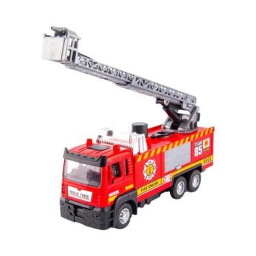 Imagem de Brinquedo De Caminhão De Bombeiros Infantil Em Escala 1:50, Diecast Em