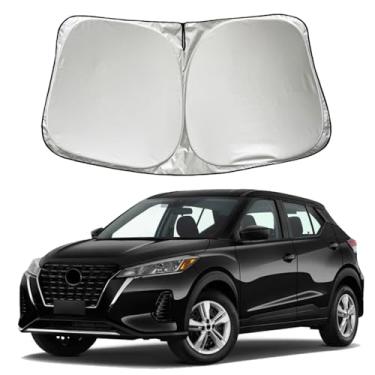 Imagem de SZYUCHEN Para-brisa de carro para-sol compatível com Nissan Kicks S SV SR Crossover 2026 2025 2024 2023 2022 2021 2020-2016 acessórios, viseira de proteção solar de janela frontal de carro dobrável