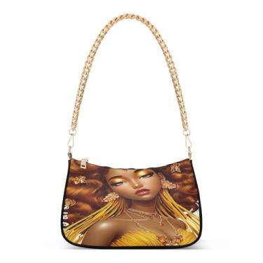 Imagem de Bolsa de ombro feminina preta engraçada, bolsa Hobo com estampa artística para mulheres, bolsa média moderna com grande capacidade