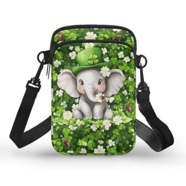Imagem de CLOHOMIN Bolsa transversal para celular, mini bolsa tiracolo feminina e masculina com bolsos com zíper, Folhas verde-elefante