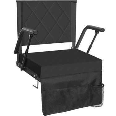 Imagem de Sheenive Assentos de estádio extra largos para arquibancadas com suporte para as costas - leve, durável e dobrável com apoios de braço - acolchoamento de 7 cm alivia a dormência do quadril e reduz a