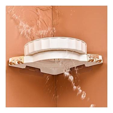 Imagem de Novo organizador de prateleira de banheiro de plástico, prateleira de canto de encaixe, prateleira de canto de banheiro, suporte de parede para armazenamento de chuveiro, suporte de xampu para