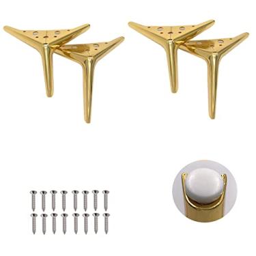 Imagem de Conjunto de 4 pés de mesa de metal para móveis, pernas de armário triangulares, pernas de base de sofá, perfeito para cama, banheiro, armário, guarda-roupa, armários de TV, mesa de cabeceira (tamanho: