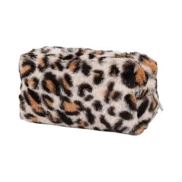 Imagem de Bolsa De Maquiagem Com Estampa De Leopardo Para Mulheres, Organizador 