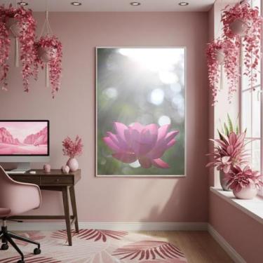 Imagem de Quadro Decorativo Lótus Banho De Sol 70X50Cm Mold Branca - Quadros On-