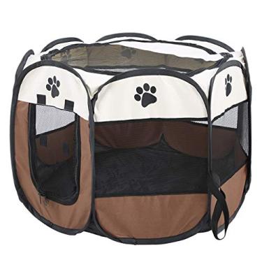 Imagem de aqxreight Gaiola Dobrável Portátil para Cães e Gatos, para Exercícios e Brincadeiras, Capa de Malha para Uso Interno e Externo, café Com 8 Lados e Painel para Tecido 600D Oxford Forte, Leve e (Cor