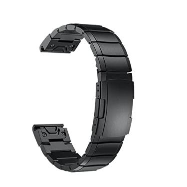 Imagem de EKSIL Pulseira de aço inoxidável de ajuste rápido 22 26mm para Garmin Fenix 5 5X 6 6XPro 3HR/Solar/Enduro/Descent MK1 Mk2 Mk2i Pulseira de pulso (Cor: Preto, Tamanho: 20MM)