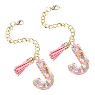 Imagem de 2 peças de acessórios de pingente de letra para copo de copo nome ID letra inicial alfabeto pingente copo de água corrente para identificação do cabo, multicolorido (letra J)