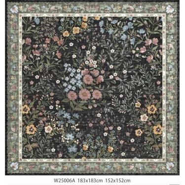 Imagem de Tapete de sala de estar 12 x 12 cm Lavável: Tapetes florais antiderrapantes para piso interno, entrada, sala de jantar, quarto - Tapete macio e fino para decoração de casa neutra vintage (quadrado de