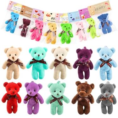 Imagem de Haconba 18 Pcs Valentines Mini Teddy Bears with 20 Gift Cards Bags Plush Small Bears Stuffed Animals for Valentines Gifts Birthday Christmas Wedding Party, 18 Colors