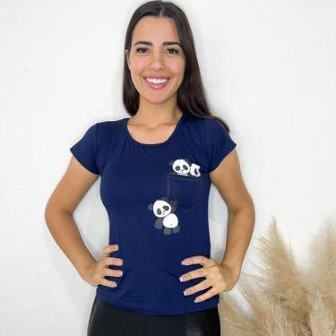 Imagem de Blusa Feminina Viscolaycra de Panda Camiseta dia a dia - GK TODA BELA,