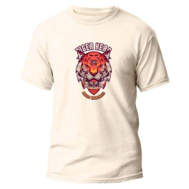 Imagem de  Camiseta Basica Algodão Premium Estampa Digital Tigre  - Pavesi, Off 