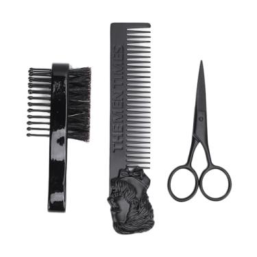 Imagem de Dioche Kit de Aliciamento Masculino Pente Modelador de Barba Em Liga de Zinco Escova de Cabelo Dupla Face para Barba e Estilo de Cabelo Durável, Portátil, Design Elegante para Homens,