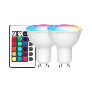 Imagem de Lâmpada LED Spot RGB GU10 Colorida Regulável 6W Com Controle Remoto De