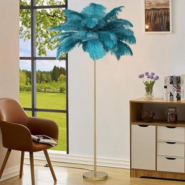 Imagem de Lâmpada De Assoalho De Penas De Avestruz Nordic Elegant Tall Pole Lamp Stand Light Modern Interior Indoor Lighting Decor Home Floor Lights, Orange