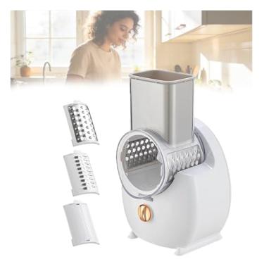 Imagem de Ralador De Queijo EléTrico, Cortador De Legumes EléTrico, Carregamento Via Usb-C, Com 3 LâMinas, Design DestacáVel Para Cozinheiros DoméSticos