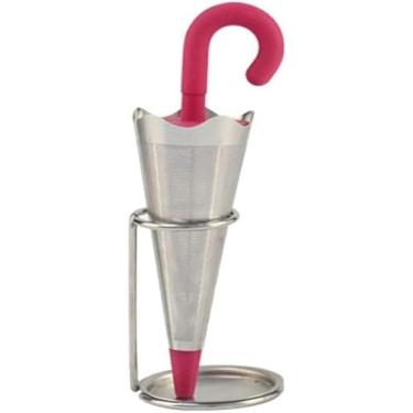 Imagem de Coador de chá de malha fina reutilizável - infusor de chá criativo de aço inoxidável com peneira destacável, difusor portátil para preparação de chá (rosa vermelha)