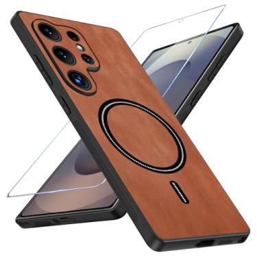 Imagem de Migexxkj Capa magnética para Samsung Galaxy S25 Ultra com protetor de tela, capa de telefone de couro PU S25 Ultra com proteção para câmera [compatível com Mag-Safe] [Proteção de grau militar] [Fina