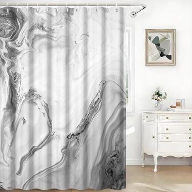 Imagem de TTQYFNM Cortina de chuveiro cinza mármore abstrato cinza e branco ombré, arte moderna, cortina de chuveiro para banheiro, banheira, divisória, decoração, tecido impermeável, cortinas de banho com
