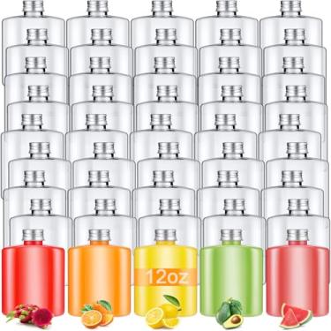 Imagem de Norme 36 garrafas de plástico de 355 ml a granel com tampas, pequenas garrafas de suco descartáveis reutilizáveis vazias, recipientes de bebidas, frascos de água, mini recipientes de geladeira para