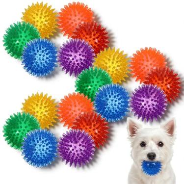 Imagem de IANFAN 18 bolas de brinquedo para cães estridentes, bolas pontiagudas de 6 cm a granel duráveis para piscina flutuante TPR brinquedos de mastigar para limpar os dentes e treinar brinquedos para