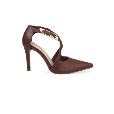 Imagem de Scarpin Bebecê Fivela Elegance Com Fivela, Marrom, 37
