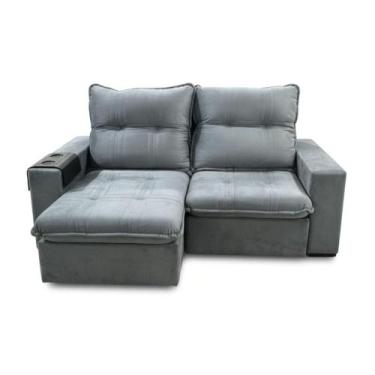 Imagem de Sofá Luiza Bom Pastor 3 Lugares 2,00 m Veludo Luxo Chumbo