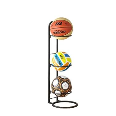 Imagem de ZDJZMGZ Suporte de armazenamento de bolas de 3 camadas, suporte de bola de exibição esportiva para basquete, futebol, vôlei, quarto de meninos/academia/escolas, suporte vertical de bolas,