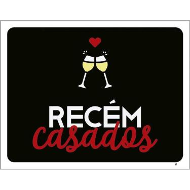 Imagem de Kit 3 Placas Decorativa - Recém Casados