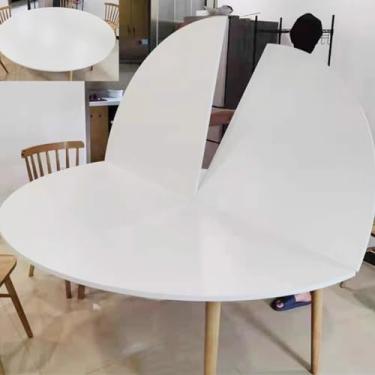 Imagem de Mesa dobrável circular de madeira, apenas mesa redonda resistente, 120 130 140 150 160 170 180 190 200 cm mesa de jantar branca, fácil de armazenar (tamanho: 120 cm (47 polegadas))