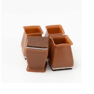 Imagem de Kit 8 Pé Quadrado Proteção Feltro No Solado Marrom Silicone