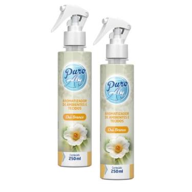 Imagem de Kit 2 Aromatizador De Ambientes E Tecidos Puro Ar Cha Branco 250ml