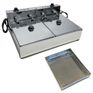 Imagem de Fritadeira Elétrica Industrial 2 Cubas Inox 10 Litros com Escorredor M